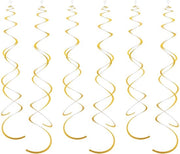 Decorazioni da festa a 36 pezzi in oro - Vortici pendenti - Decorazione per feste - Festa di compleanno - Matrimoni - Baby shower - Diametro 14 cm - Decorazione per feste