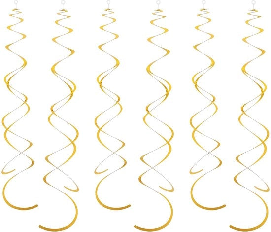 Decorazioni da festa a 36 pezzi in oro - Vortici pendenti - Decorazione per feste - Festa di compleanno - Matrimoni - Baby shower - Diametro 14 cm - Decorazione per feste