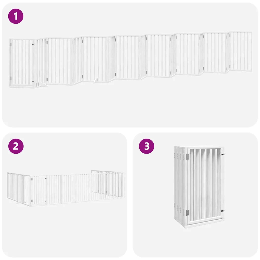 vidaXL Cancello Cani Porta Pieghevole Bianco 15 Pannelli 750 cm Pioppo