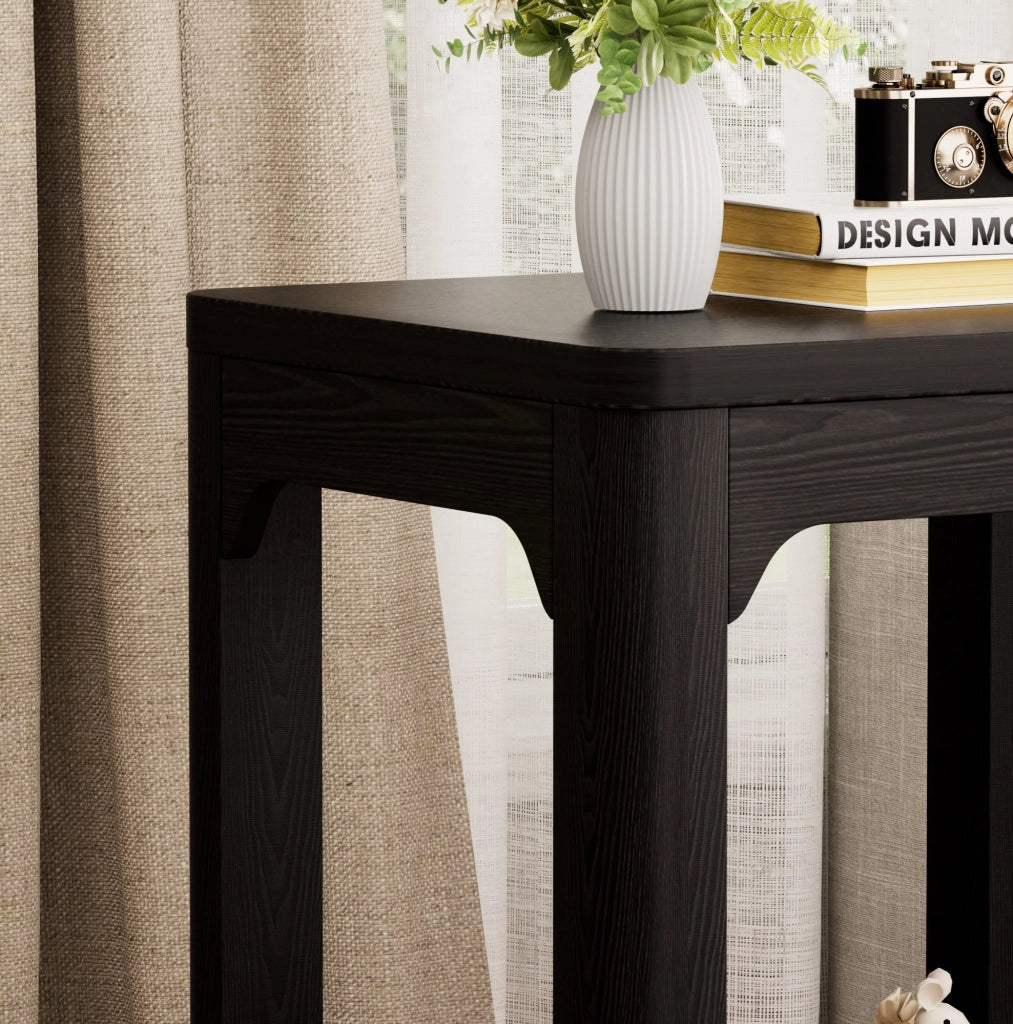 Set 2 tavolini laterali a 2 ripiani in MDF nero HAVRYA