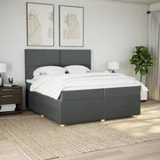 Giroletto a Molle con Materasso Grigio Scuro 200x200 cm Tessuto