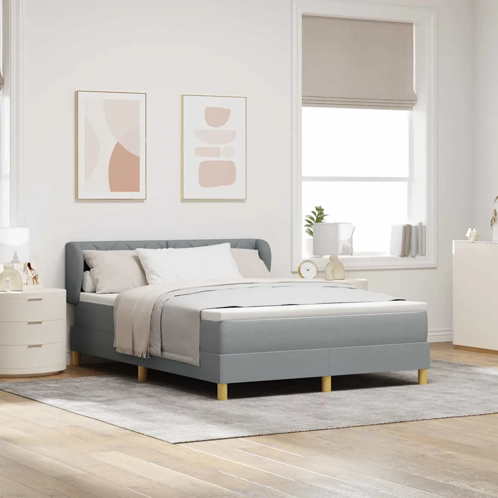 Letto a molle con materasso Grigio chiaro 140 x 190 cm Tessuto 3340269