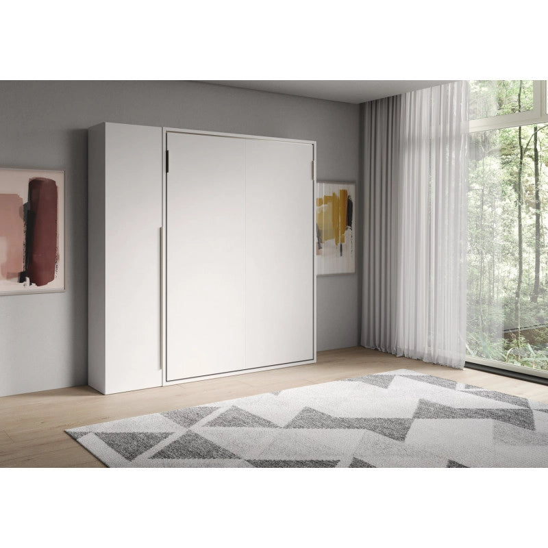 Letto matrimoniale francese a scomparsa 140 Versia con armadio 1 anta dx - Bianco