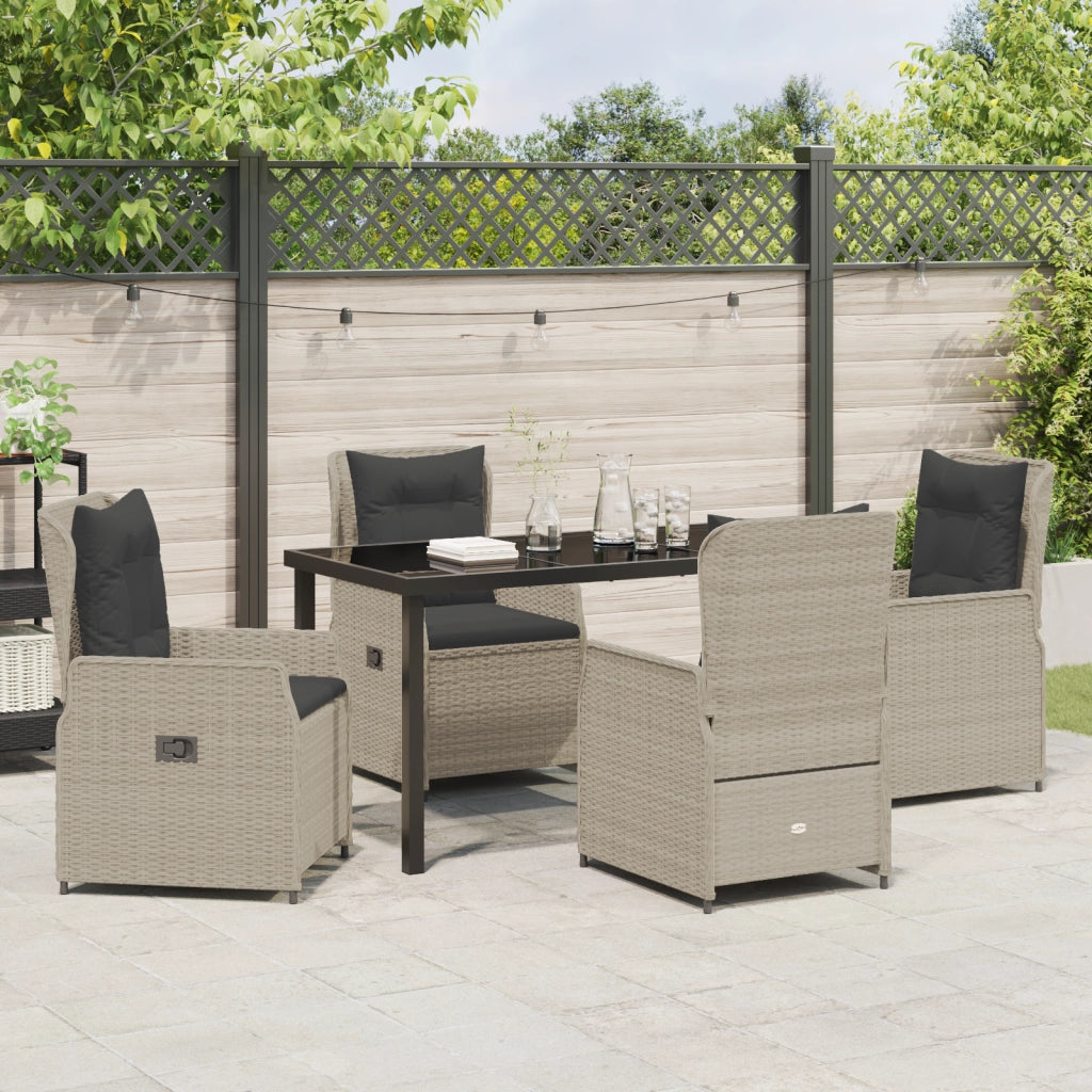 Set da pranzo da giardino  5 pezzi grigio chiaro in rattan sintetico