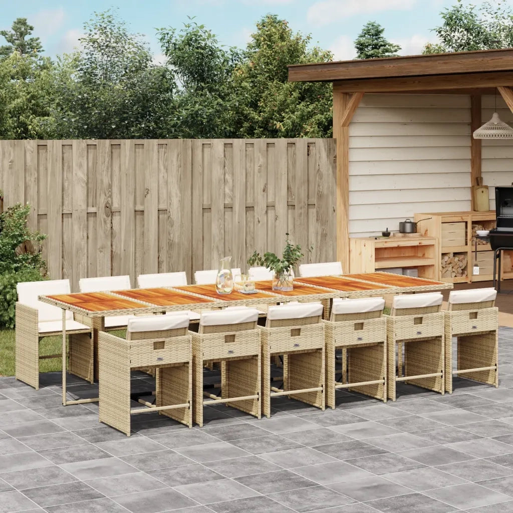 Set da Pranzo da Giardino 13 pz con Cuscini Beige in Polyrattan 3277899