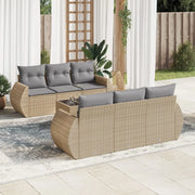 Set Divani da Giardino 7 pz con Cuscini Beige in Polyrattan 3253446