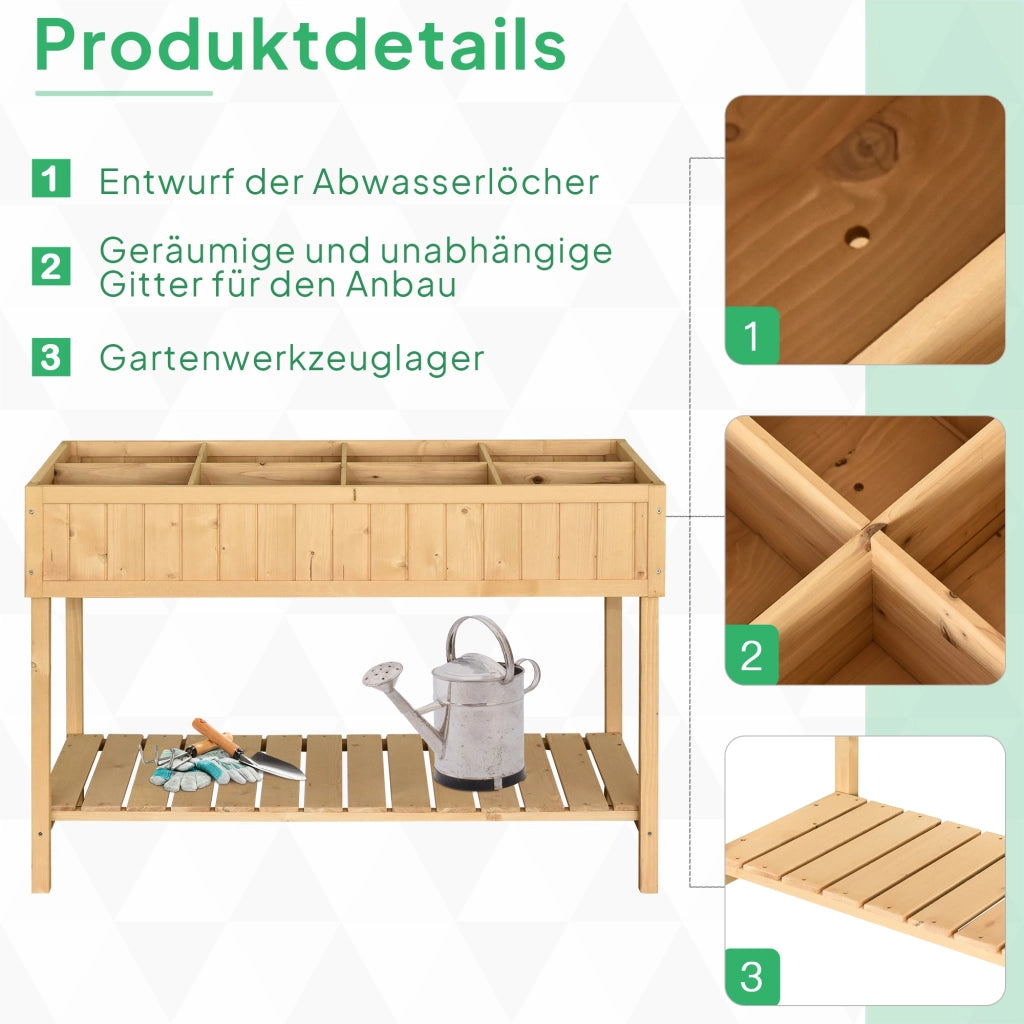 Letto a soppalco con 8 scomparti e tavolo da giardino ¨C zephmum ¨C in legno di abete con ripiano e scarico