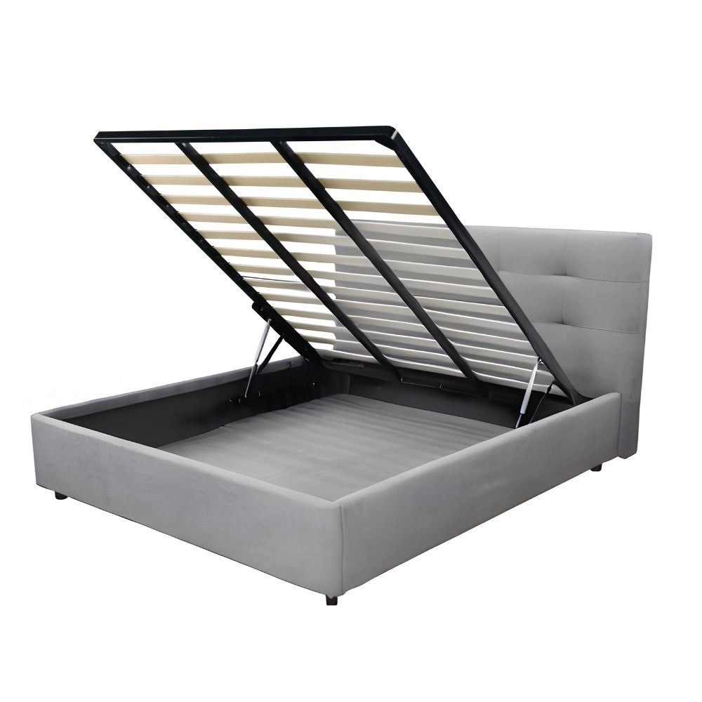 Letto francese con contenitore Ascoli 142x210x124H tessuto Enjoy colore grigio