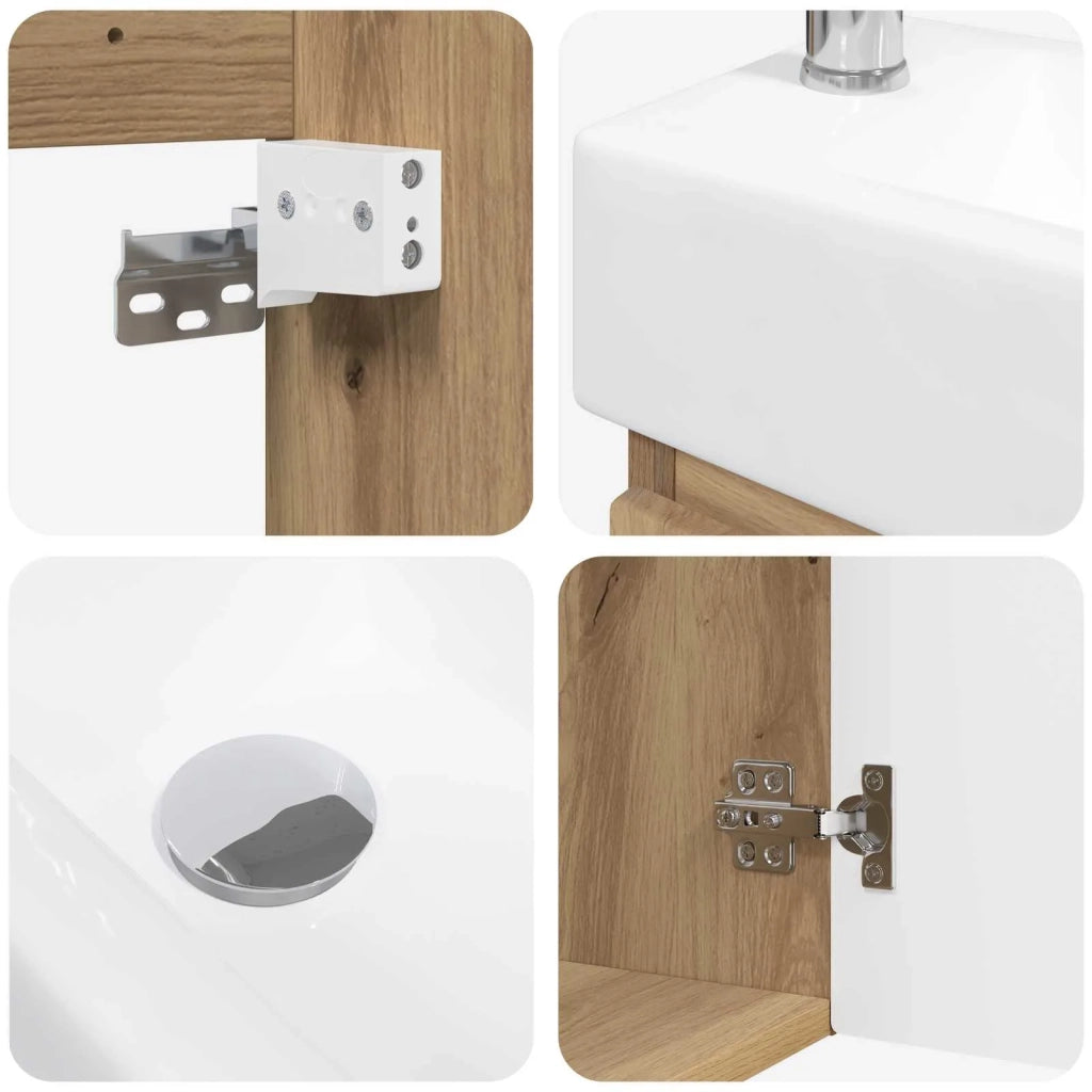 Mobile bagno con rubinetto Rovere Artigianale