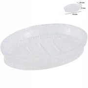 Trade Shop - Porta Sapone In Vetro Ovale Da Appoggio Lavabo Bagno Vasca Doccia 10.5x14.5x2.5 -