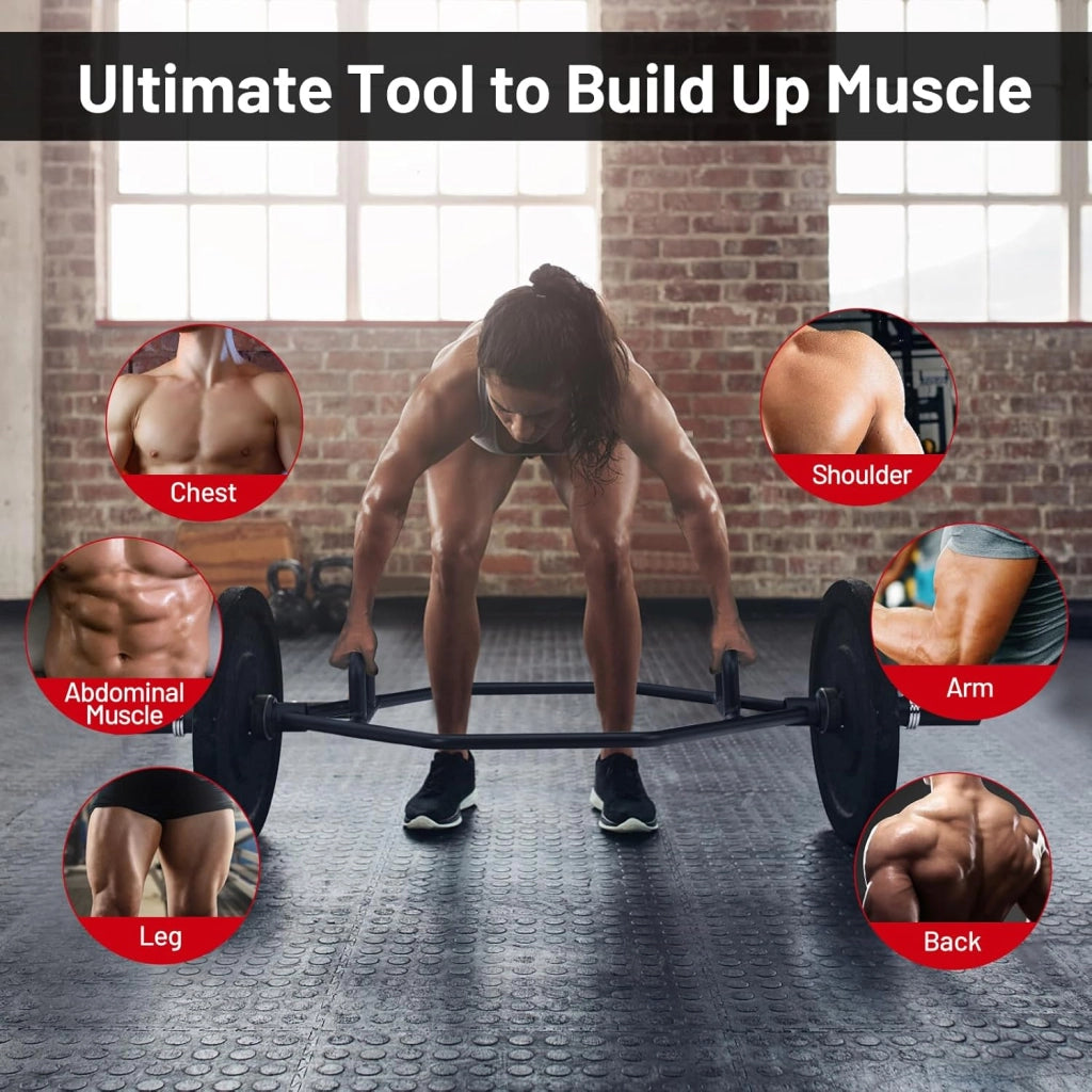 Trap Bar, Manubrio Esagonale con Manico Pieghevole, Barbell Barra Olimpica, Hex Bar Deadlift in Acciaio con Chiusura a Molla, fino a 363 kg per Casa e Palestra, Ø 50 mm