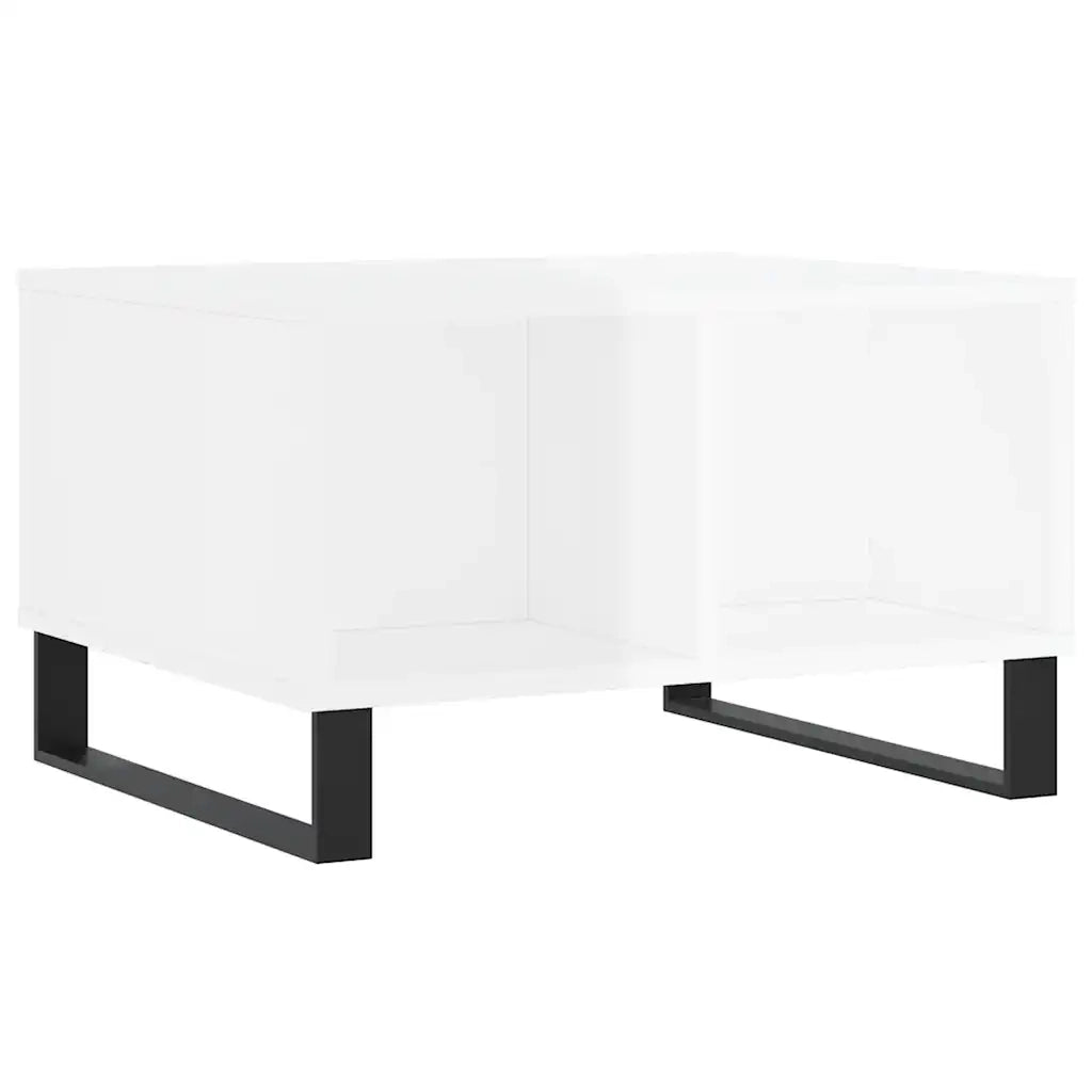 Tavolino Salotto Bianco Lucido 60x50x36,5 cm Legno Multistratocod mxl 118742