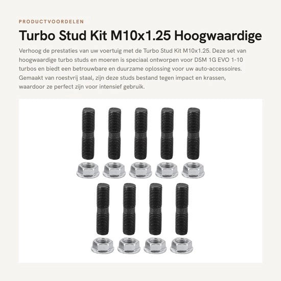 Kit di viti turbo M10x1.25 - 9 pezzi - Acciaio inossidabile - Adatto per DSM 1G EVO 1-10 - Viti turbo - Facile da installare - Set di viti