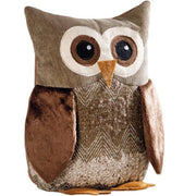 Trade Shop - Fermaporta A Forma Di Gufo Decorativo Morbido In Velluto Ciniglia Peluche 25 Cm -