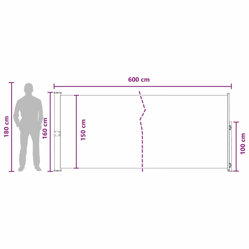 Tenda laterale retrattile Tortora 600 x 160 cm Poliestere 42035366