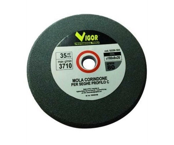 Vigor-blinky Mola Corindone per Affilatura Seghe Profilo C Granulometria 80 180x8x20 mm