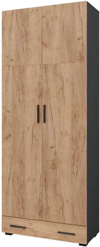 Armadio universale Ingo, Antracite/quercia dorata, 80 x 201.2 cm con modulo cassetto