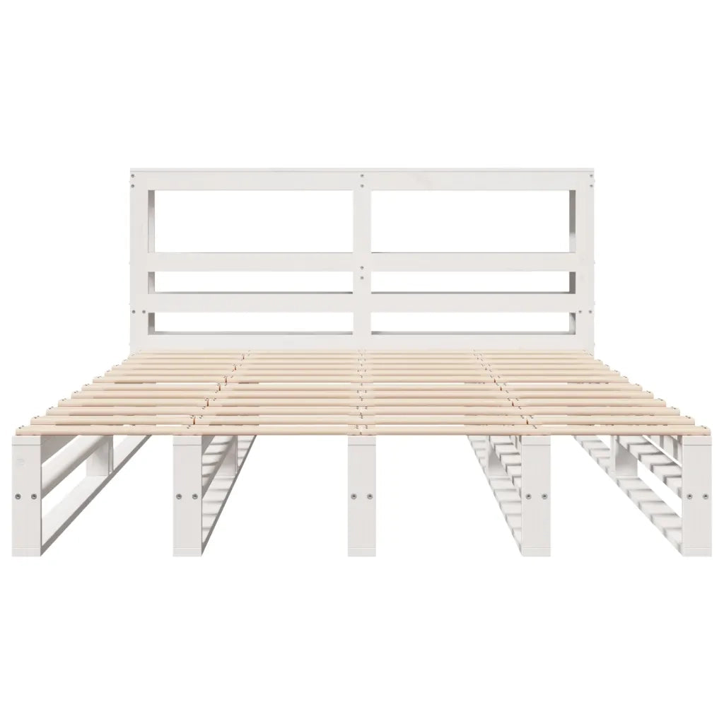 Giroletto con Testiera Bianco 120x190 cm Legno Massello di Pino 3306517