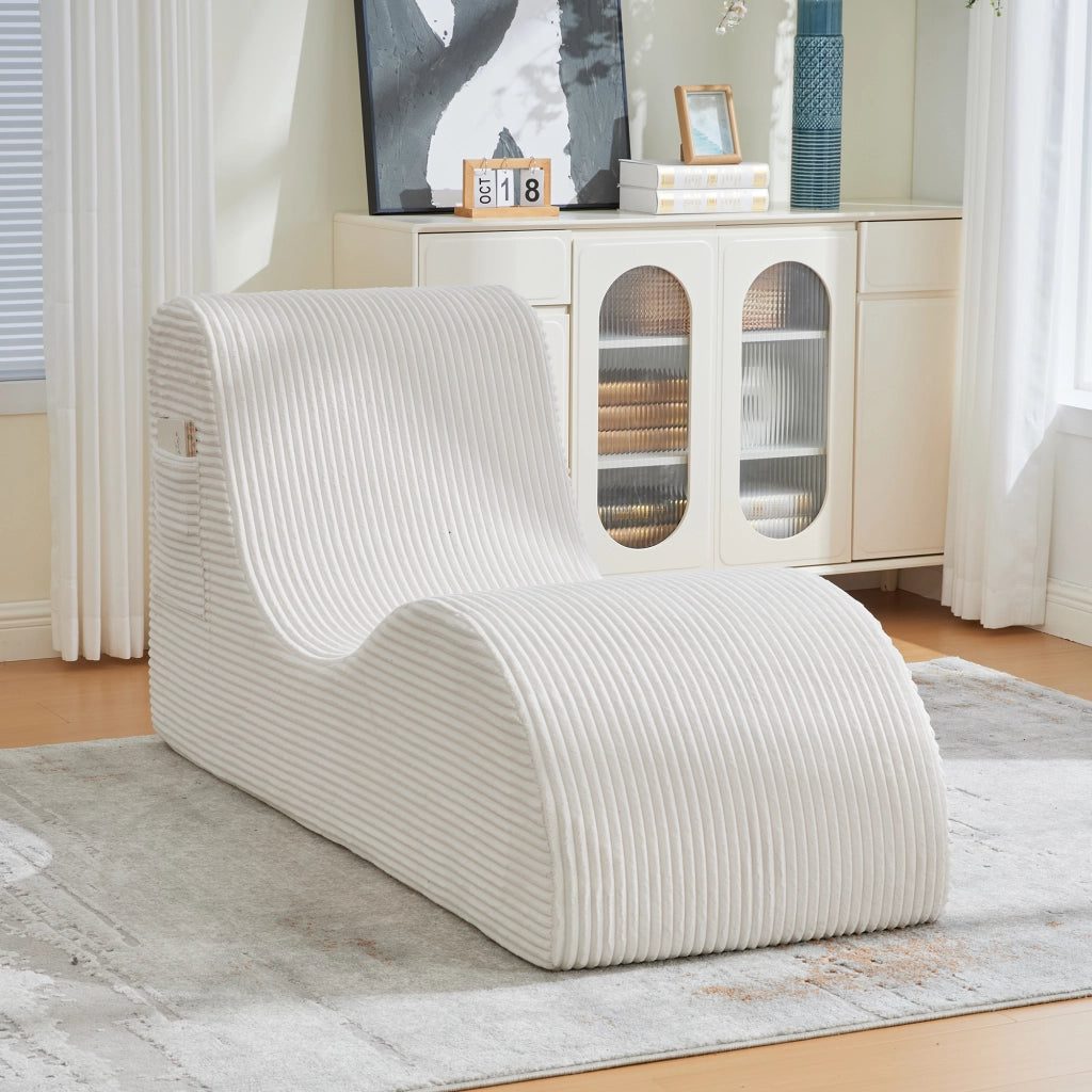 Poltrona con tasca laterale e cuscino seduta, Design ergonomico e compressione rapida, in Velluto a coste, Beige