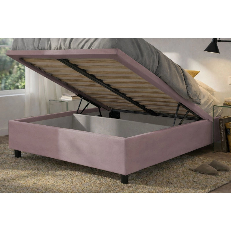 Letto imbottito Matrimoniale 180x200 cm Soft - Contenitore,Glicine,Microfibra