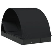 Lettino prendisole/sdraio per 2 persone con tettuccio rotondo nero 211x112x140 cm 02_0012194