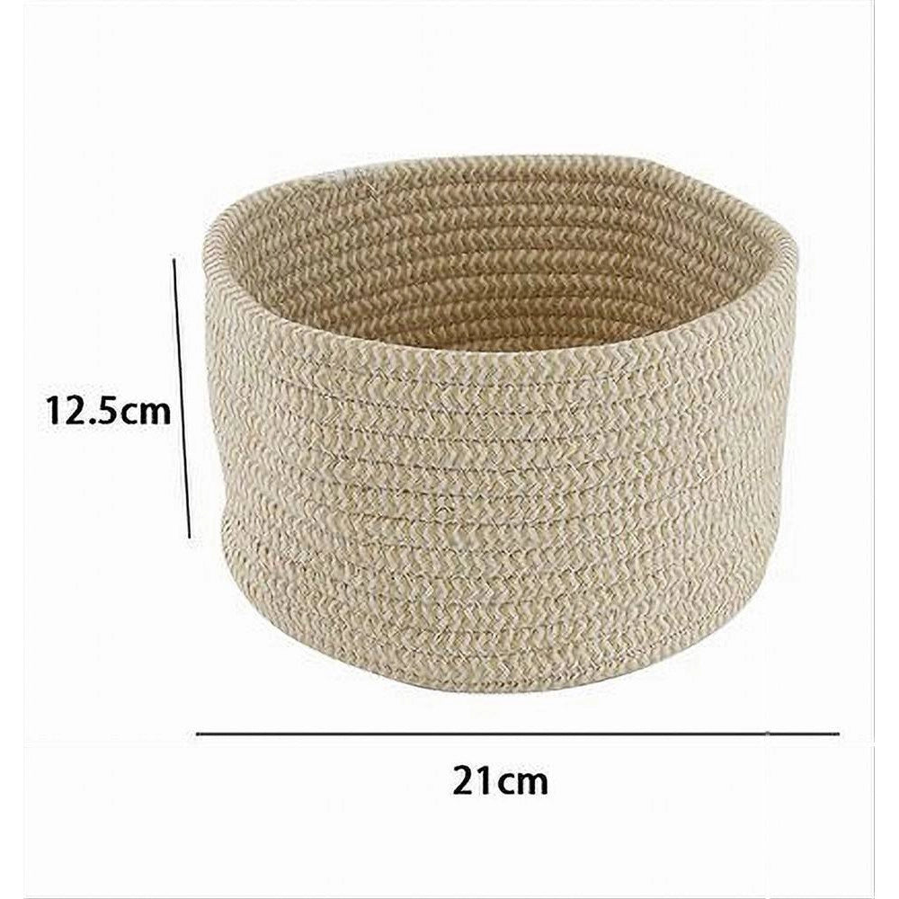 Trade Shop - Cestino Porta Oggetti Cesto In Tessuto Intrecciato Rotondo Casa 21x12.5 Cm 10642 -