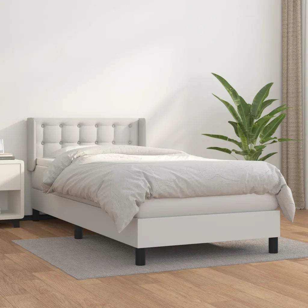 Giroletto a Molle con Materasso-Struttura Letto Bianco 90x190 cm in Similpelle 687861