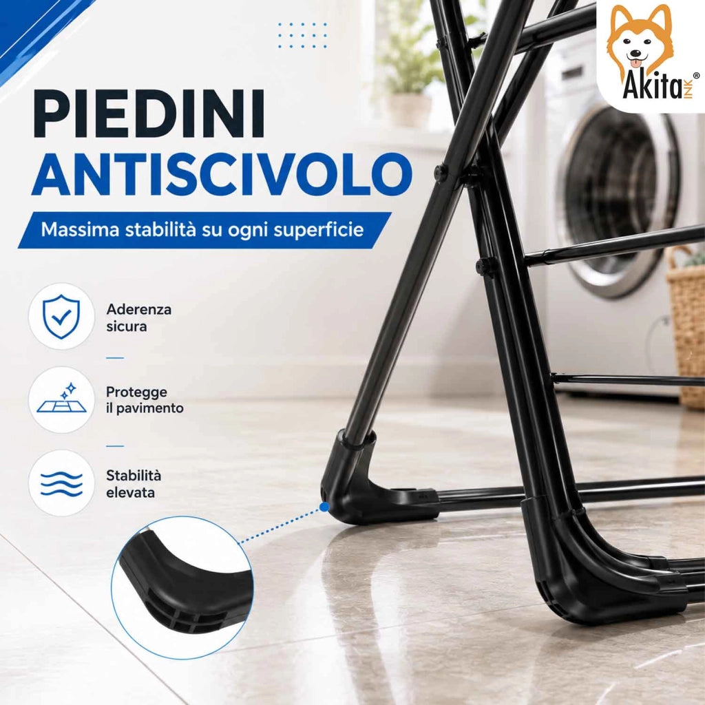 Akitaink Stendibiancheria Wingslux Nero 18 m