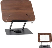 Supporto libreria 360° rotativo e pieghevole con clip laterali, supporto per display di ricette per riviste, tablet e laptop