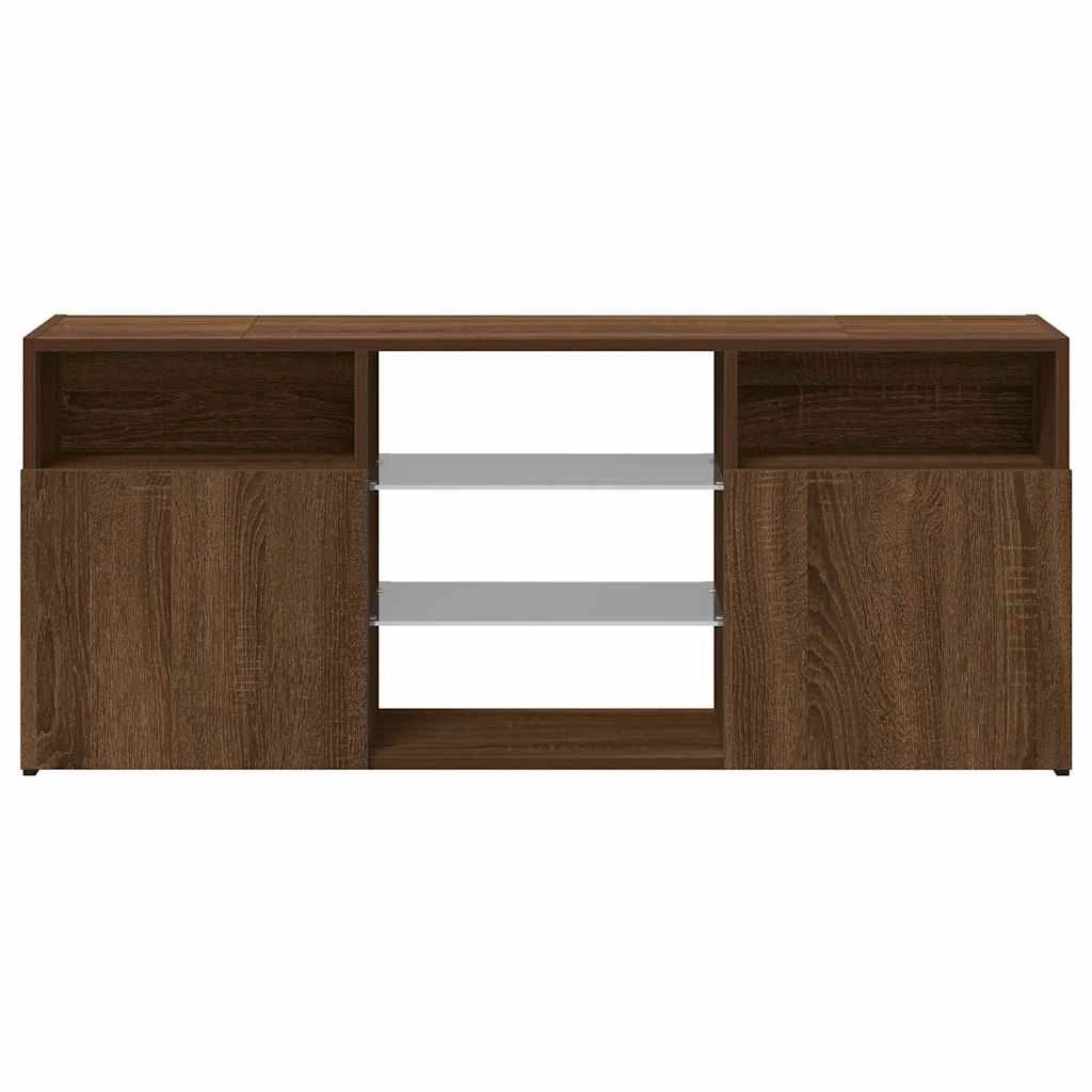 Mobile TV multimediale scaffale TV credenza mobile TV per sala da pranzo soggiorno camera da letto con luci LED rovere 120 x 30 x 50 cm marrone 02_0026666
