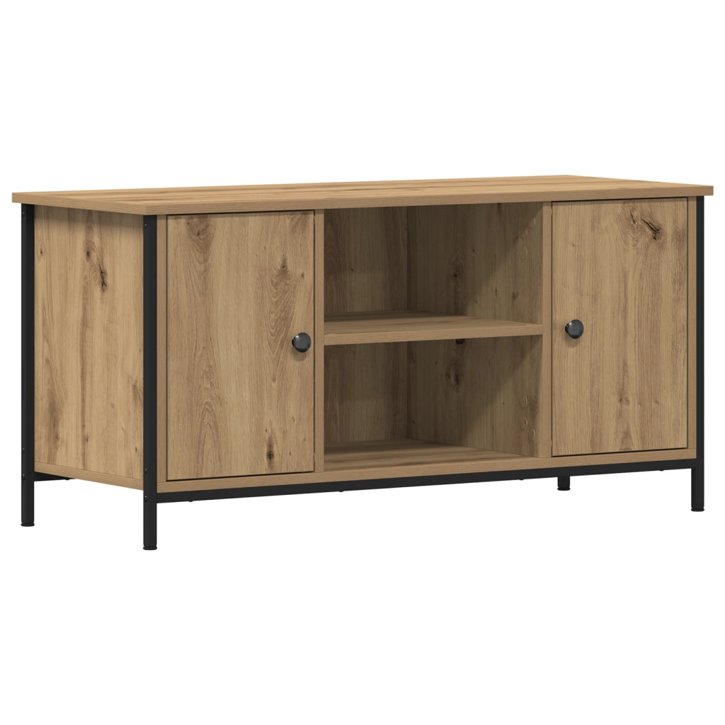 Mobile TV  in Rovere Artigianale 100x40x50 cm in Legno ingegnerizzato e Acciaio