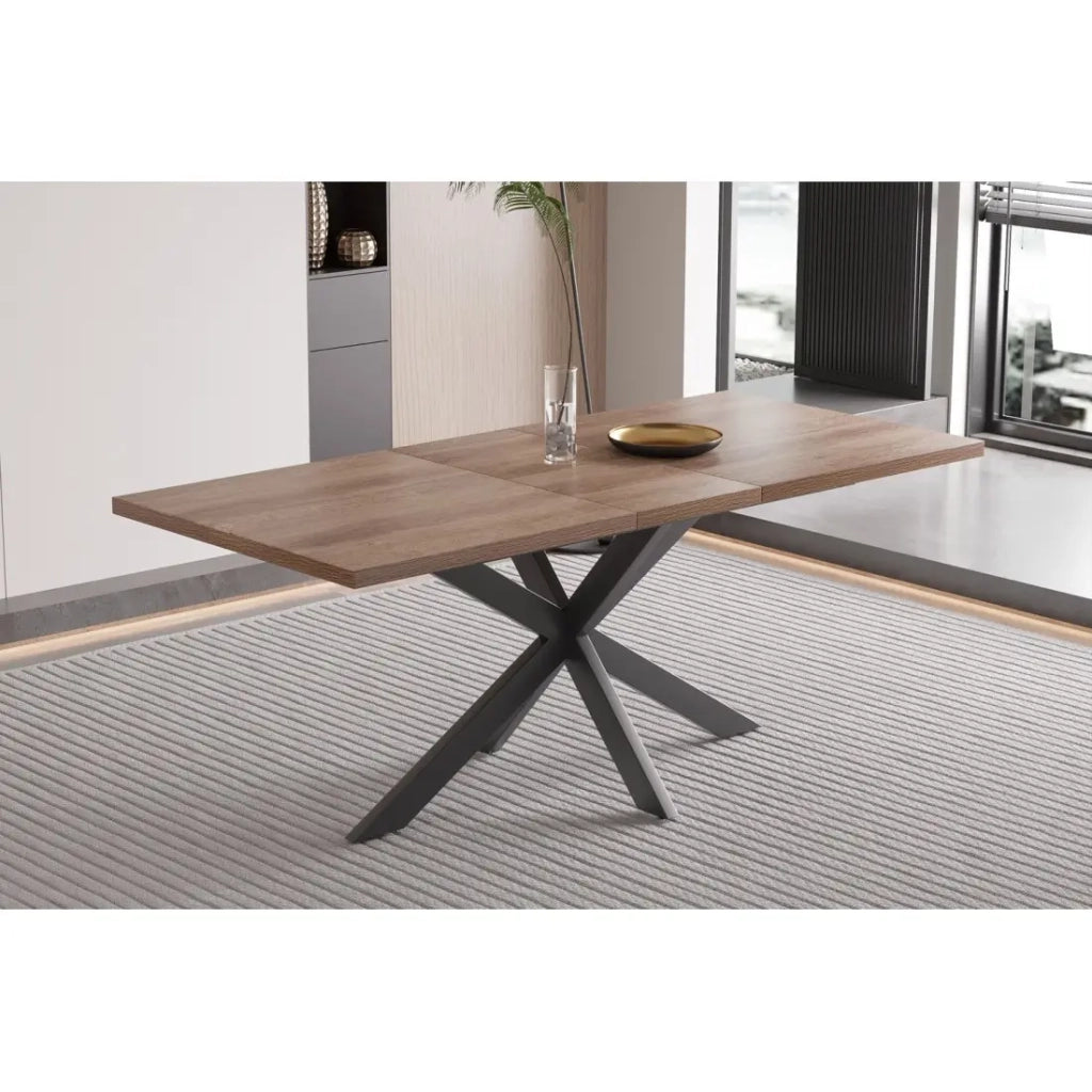 Tavolo estensibile KALVANO – 160 a 200 cm – Rovere scuro – Piano 40 mm – Design contemporaneo