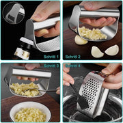 Set di Pressa di Aglio in Acciaio Inossidabile di Alta Qualità con Spatola in Silicone e Setaccio di Pulizia
