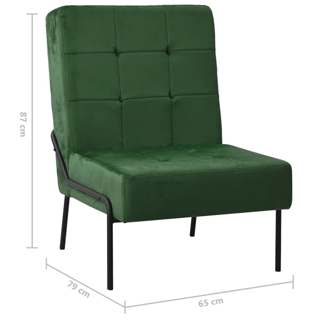 Poltrona Relax | Sedia Relax 65x79x87 cm Verde Scuro in Velluto