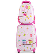 Set di bagagli a mano con ruote per ragazzi e ragazze-Set di valigie rotanti portatili e leggeri da viaggio Rosa scuro-Bagagli e borse