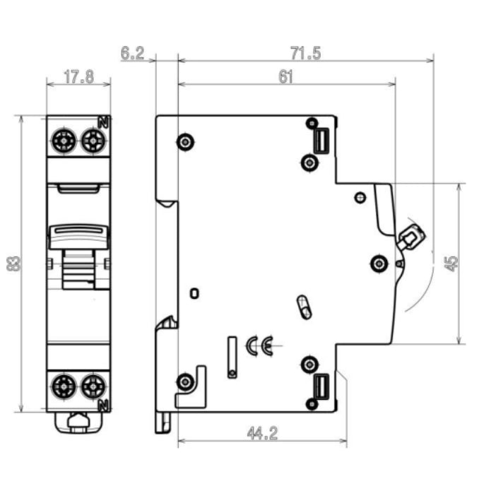 Bticino interruttore magnetotermico 1 polo + neutro curva c btdin rs fc881c *** ampere 10 ampere, confezione 1