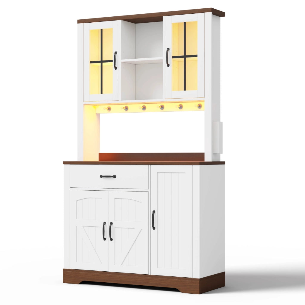 Armadio Dispensa Vintage con Cassetti, Ripiani e LED ¨C MINIMAL ¨C 185x105x40