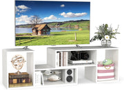 Mobile per TV, combinabile, in legno, 2 pezzi, per TV fino a 60 pollici, scaffale angolare multifunzionale, colore: bianco