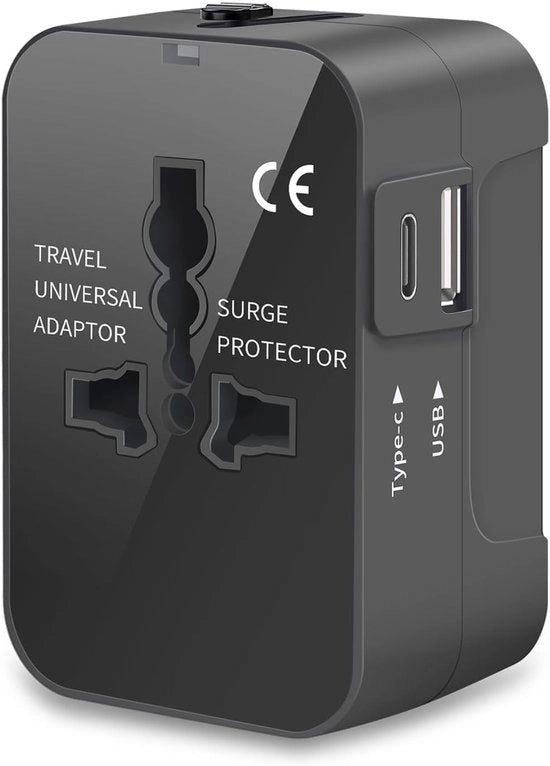 Adattatore universale per corrente - Adattatore universale - Convertitore universale per presa - Caricatore per auto - Tipo C - USB A - Collegamento di ricarica - Adatto per telefoni cellulari - Tavole elettroniche - Lettori MP3 - Trimmer.
