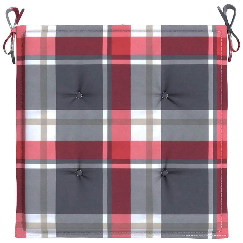 Cuscini per Sedia 4 pz a Quadri Rossi 50x50x4 cm Tessuto Oxford 314069