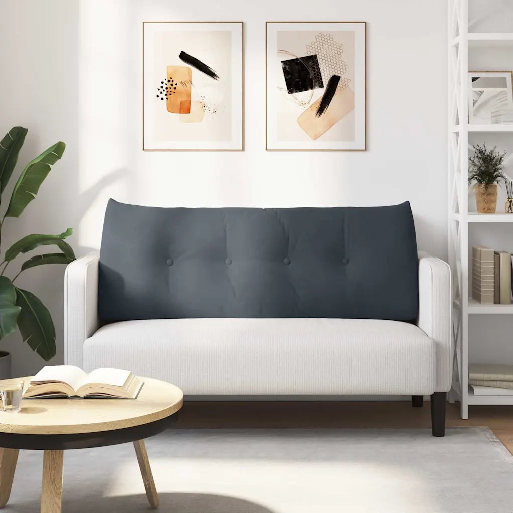 Cuscino per Schiena Grigio scuro 120 x 24 x 50 cm Velluto 42014488