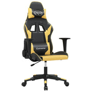 Sedia da Gaming | Sedia da e-sports Massaggiante Nero e Oro in Similpelle