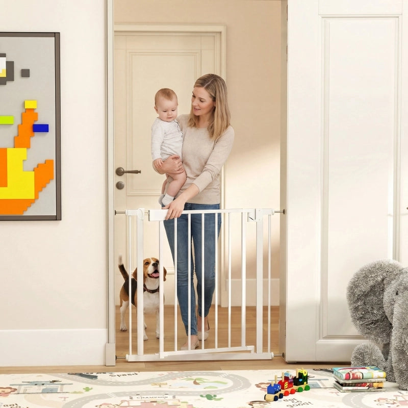 Cancelletto di sicurezza per scale, senza foratura, con chiusura automatica per bambini, cucina, scale, 76-82 x 76 cm, bianco
