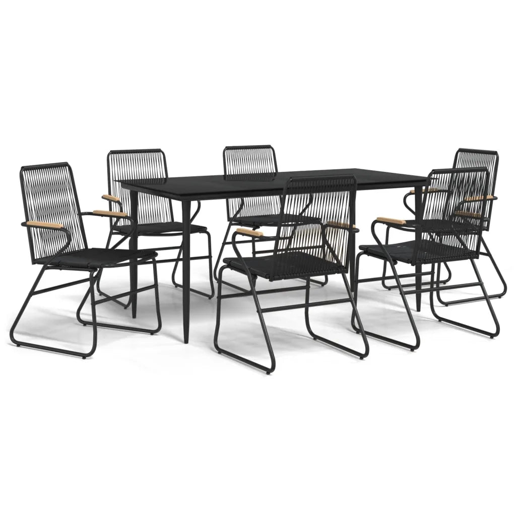 Set da Pranzo da Giardino 7 pz Nero in Rattan PVCcod mxl 100357