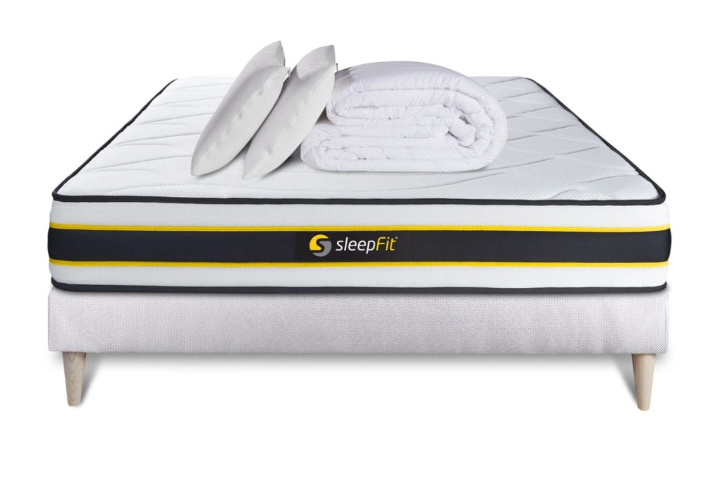 Pacchetto letto completo - Materasso 160x200cm + Box spring con doghe (kit) + 2 cuscini + Piumino - Flexy
