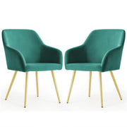 Set di 2 Sedie in velluto liscio ESTELLE Verde Bottiglia gambe oro