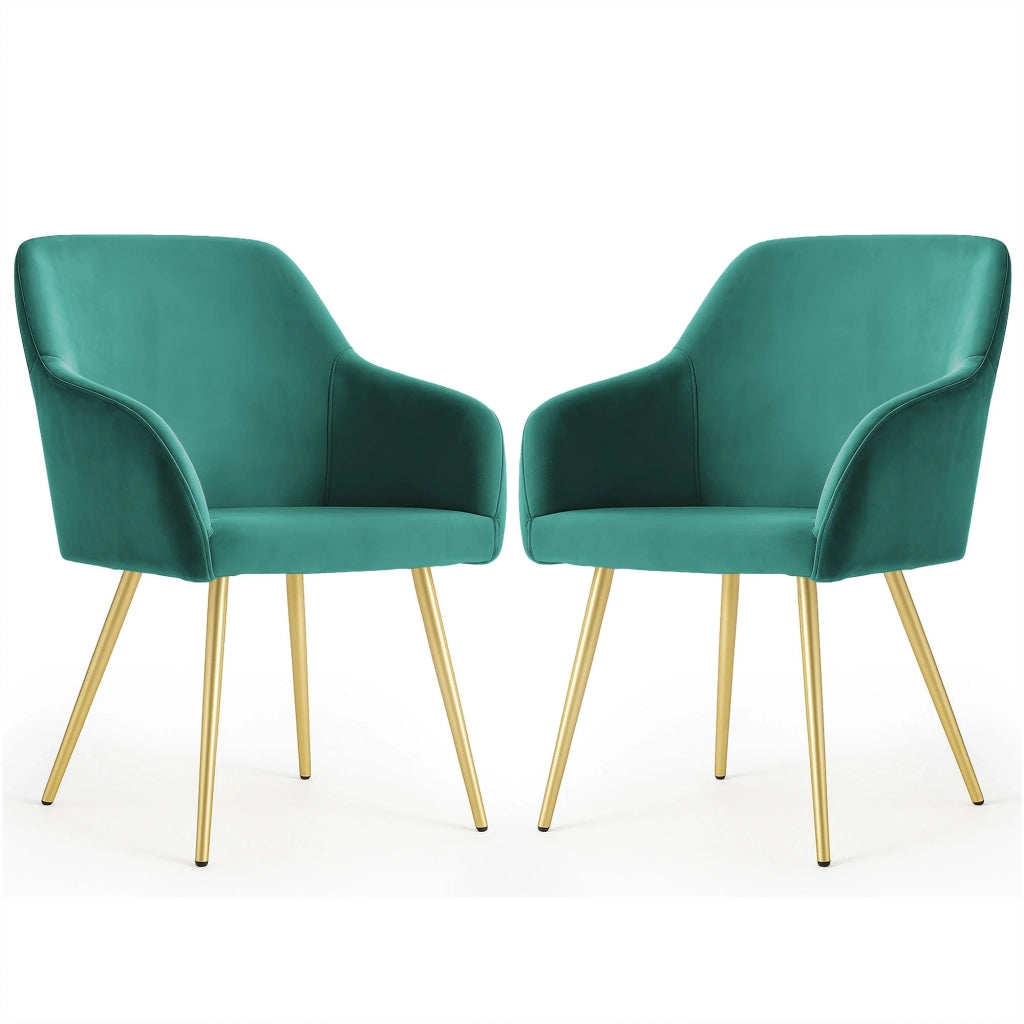 Set di 2 Sedie in velluto liscio ESTELLE Verde Bottiglia gambe oro