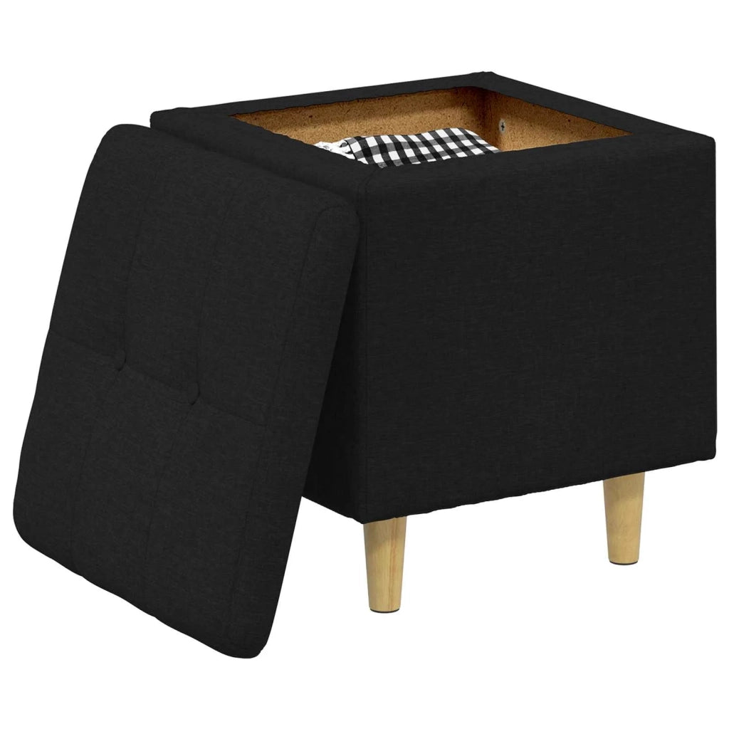 Pouf contenitore con cuscino Nero 40 x 40 x 45 cm Tessuto 876805