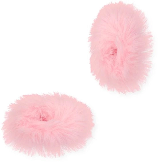 Accessori per capelli in piuma di coniglio finta - fascia per capelli - scrunchie - coda di cavallo - rosa chiaro - 2 pezzi