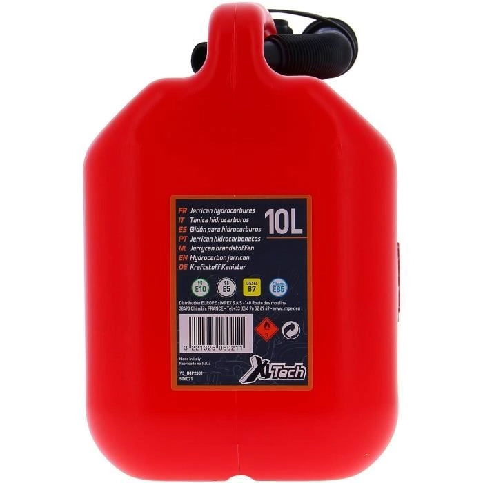 Tanica in plastica - XL TECH - 506021 - Capacità 10 litri - Omologata speciale per idrocarburi